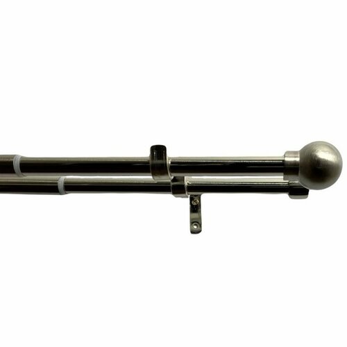 Doppeltes Vorhangset zum Ausziehen. Kugel 16/19 mm aus Edelstahl, 200 - 350 cm, ohne Ringe