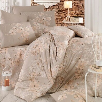 Homeville Pościel bawełniana Elena beige, 140 x 220 cm, 70 x 90 cm, 50 x 70 cm