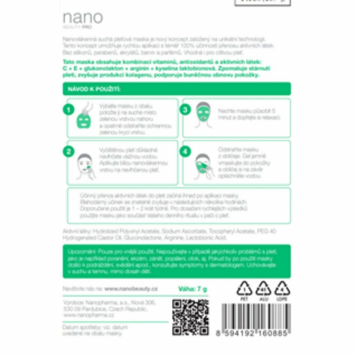 nanoBeauty Anti-Aging nanoszálas maszk INTENSIVE termék 2. képe