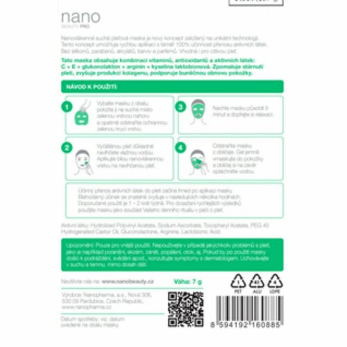 nanoBeauty Anti-Aging nanovlákenná maska INTENSIVE