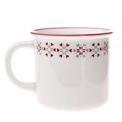 Božični porcelanasti lonček Heart flake bel, 380ml