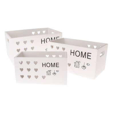 Komplet lesenih zabojev Home, 3 kos, beli