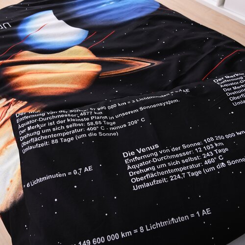 Lenjerie de pat din bumbac Universul, 135 x 200 cm, 80 x 80 cm