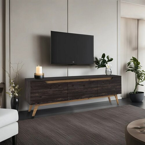 TV-Lowboard Dita Black and Walnut