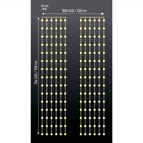 Ghirlandă de Crăciun pentru fereastră Solight, 300  LED-uri, 1,5 x 1,2 m, cu temporizator