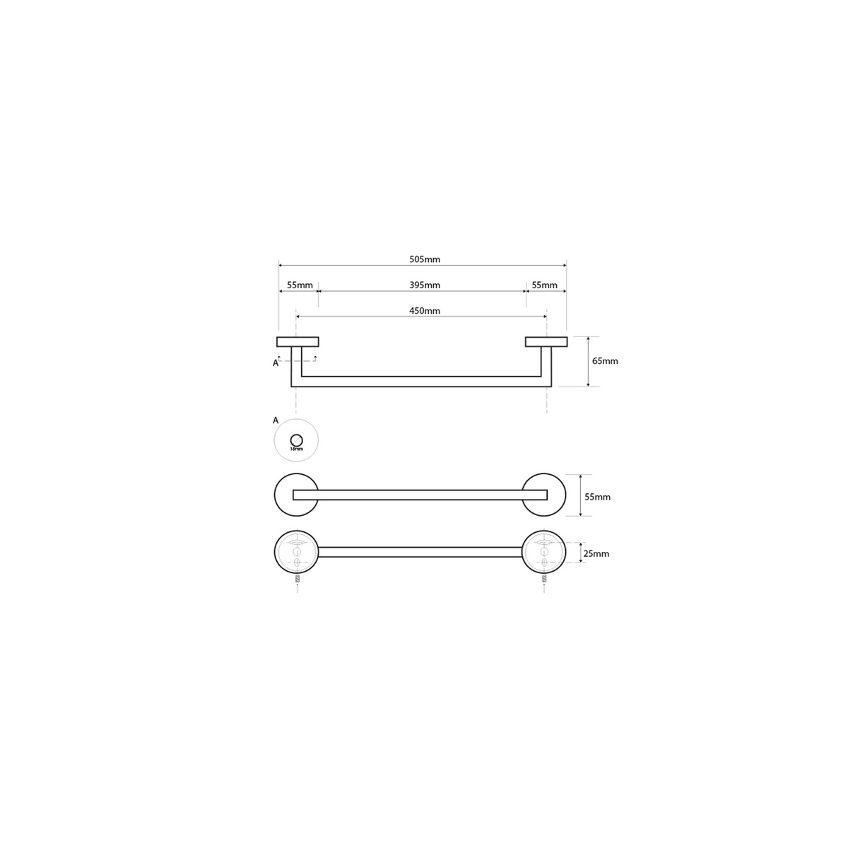 SAPHO XS401 X-Steel törülközőtartó 50,5 cm ,csiszolt rozsdamentes acélból termék 2. képe