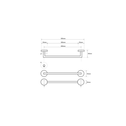 SAPHO XS401 X-Steel suport pentru prosoape 50,5cm, oțel inoxidabil șlefuit