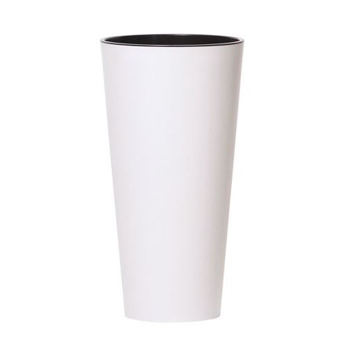 Doniczka TUBUS SLIM z wkładem 40 cm, biały matowy, 40 cm