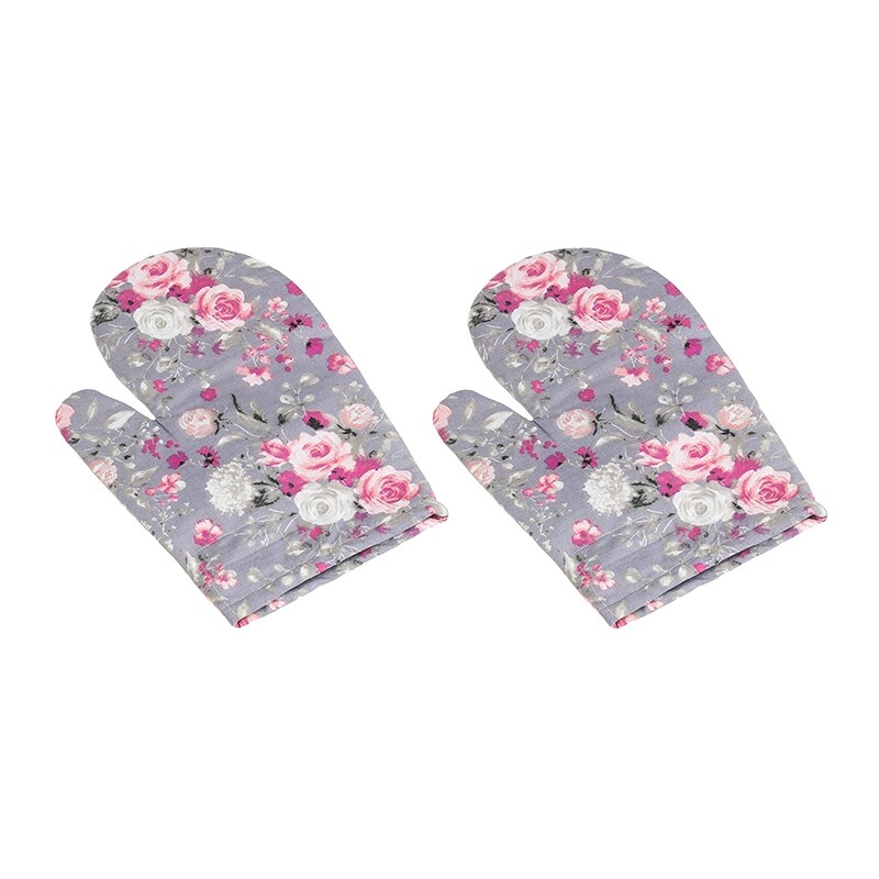 Bellatex Rękawica kuchenna Adela Kwiaty róży różowy, 28 x 18 cm, 2 szt.