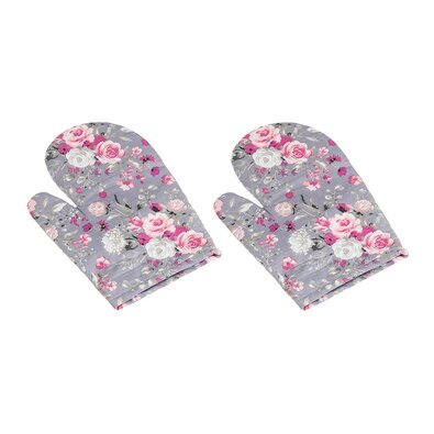 Bellatex Küchenhandschuh Adéla Rosenblüten rosa, 28 x 18 cm,2 Stück