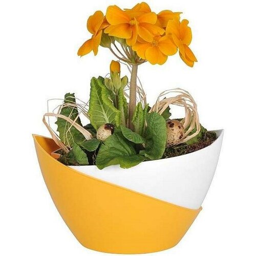 Samozavlažovací květináč Doppio, bílá + žlutá
