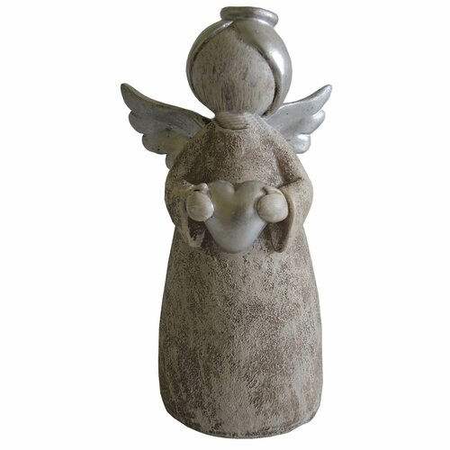 StarDeco Dekoratívny anjel so srdcom, 17 cm