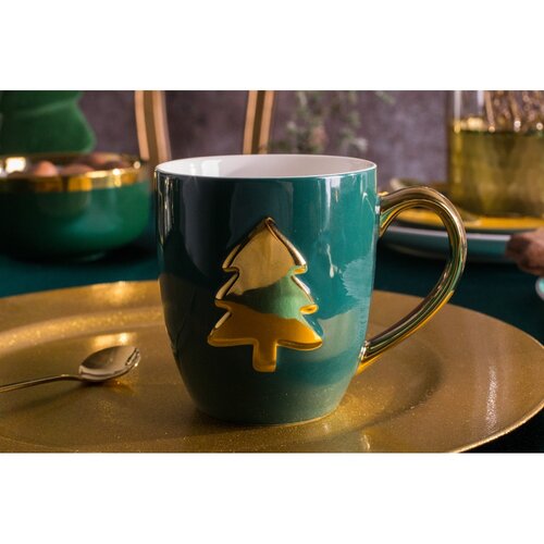 Altom Vianočný hrnček Zlatý strom, 350 ml, zelená