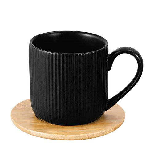 Florina Tasse mit Bambustablett Alisa, 260 ml, Schwarz