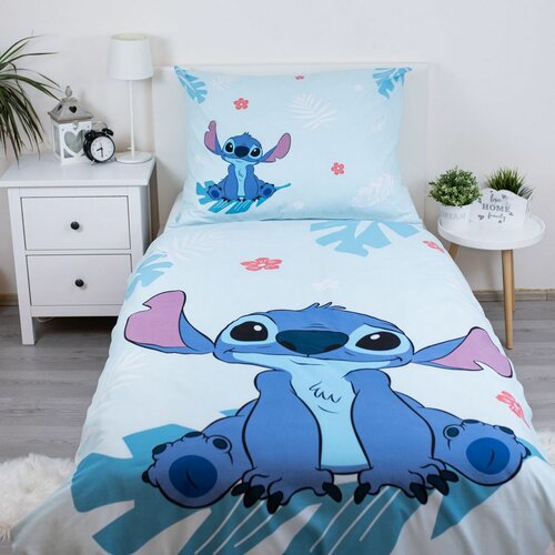 Jerry Fabrics Lenjerie de pat din bumbac Lilo and Stitch Blue, 140 x 200 cm, 70 x 90 cm