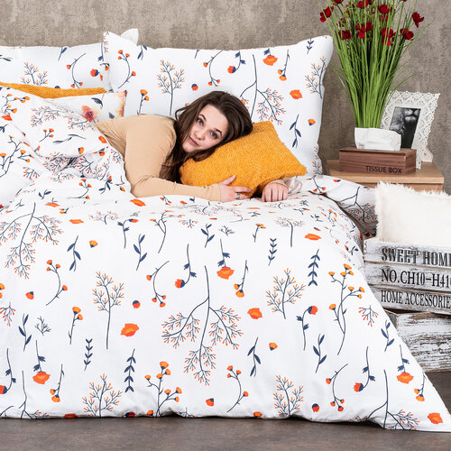 Lenjerie de pat 4Home Floret, din bumbac alb, 140 x 220 cm, 70 x 90 cm