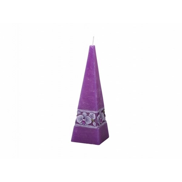 Vyrezávaná sviečka Fialová orchidej, ihlan