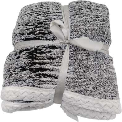 Koc z owczej wełny Marmur czarny, 150 x 200 cm