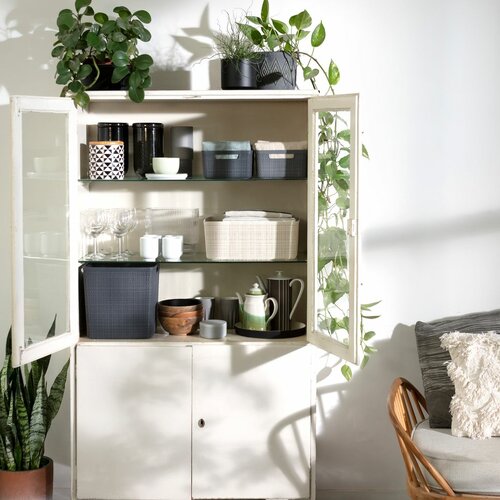 Curver Košík Jute kocka, tm. sivá