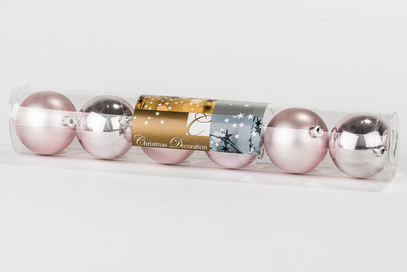 Vianočné ozdobné gule Sheen, lesklá ružová