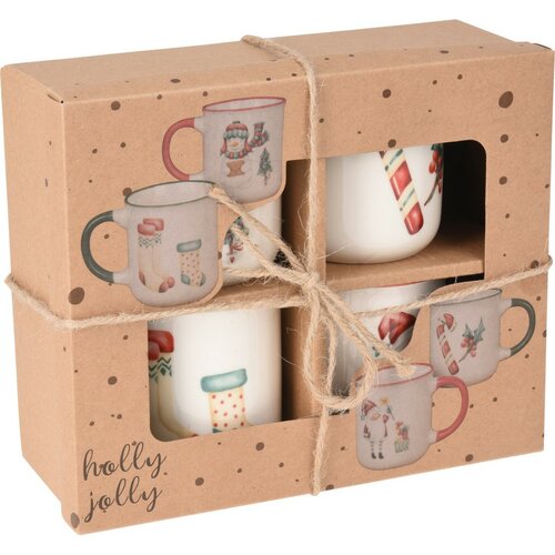 Holly Jolly bögrék 4 db-os készlete, 200 ml, porcelán