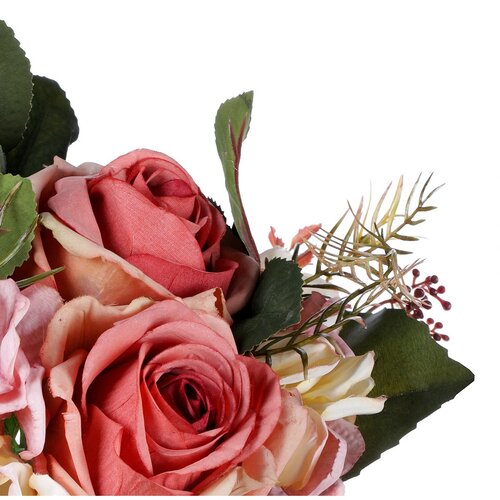 Bukiet z róż i hortensji, pudrowy róż, 20 x 28 cm