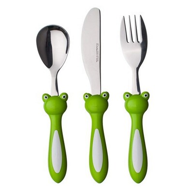 Banquet 3-delni set otroškega jedilnega priboraFrog, zelen