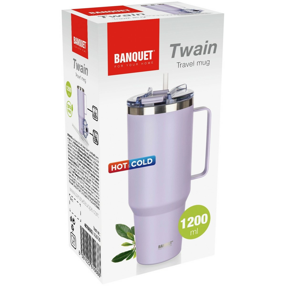 Banquet Termohrnček nehrdz. s uchom Twain 1200 ml, lila
