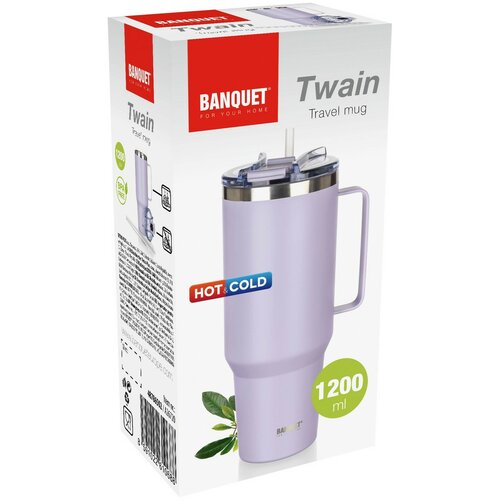 Banquet Termohrnek nerezový s uchem Twain 1200 ml, lila
