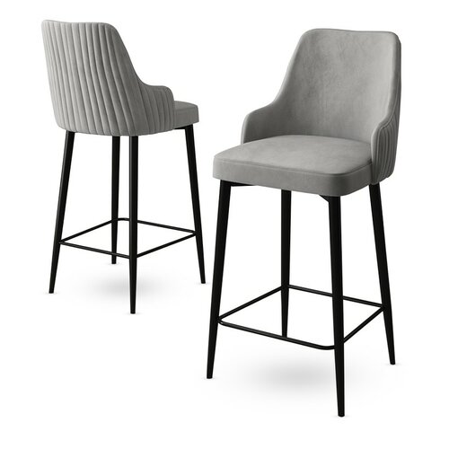 Barstuhl-Set Enox Grey and Black, 4 Stück