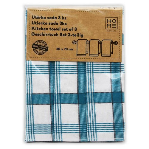 Kuhinjska krpa iz egiptovskega bombaža Modrikocki, 50 x 70 cm, komplet 3 kosov
