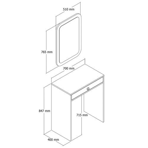 Lisbon Mirror White Cosmetic Table