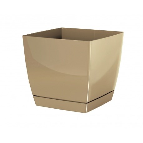 Prosperplast Obal na kvetináč Coubi Square s miskou kávová, 18 , 18 cm