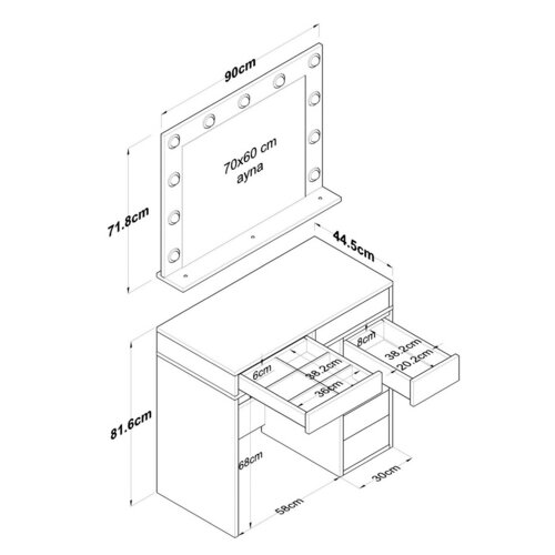 Kozmetický stolík Verona White