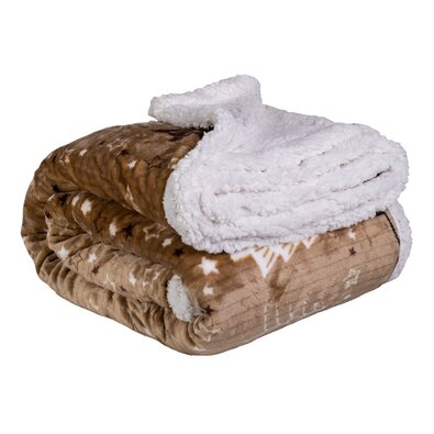 Weihnachtsdecke in Lammfelloptik Bäume Braun, 150 x 200 cm