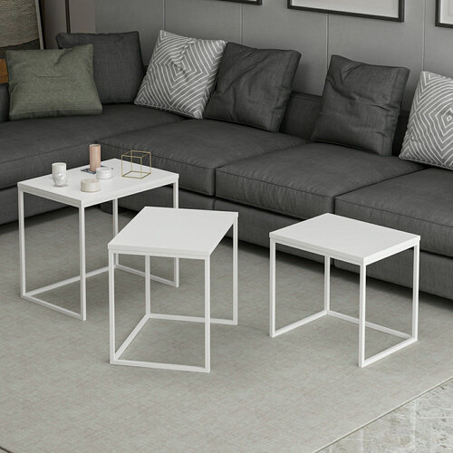 Beistelltisch Evia White, 3 Stück