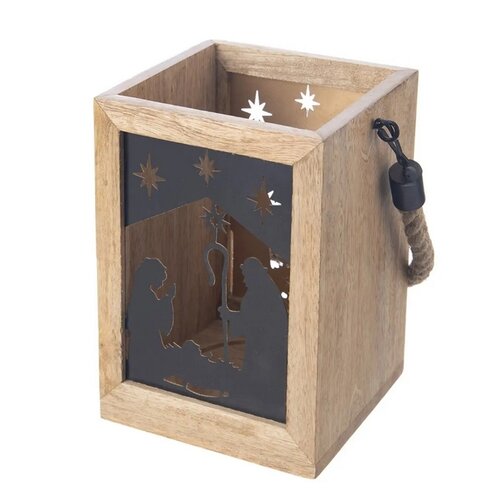 Orion Sfeșnic suspendat din lemn de mango Betleem,14 x 14 x 20 cm