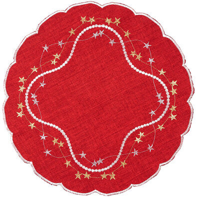 Vianočný obrus Hviezdičky červená, 35 cm