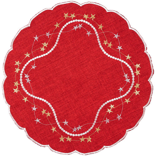 Csillagos karácsonyi abrosz, piros, 35 cm