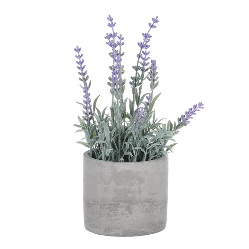 Lavanda artificială în ghiveci, gri, 10 x 10 x 21cm