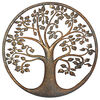 Decorație metalică de perete Arborele viețiinegru-auriu, 59 cm