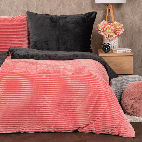 Lenjerie de pat din micro-flanelă 4Home Stripe, roz, 140 x 200 cm, 70 x 90 cm