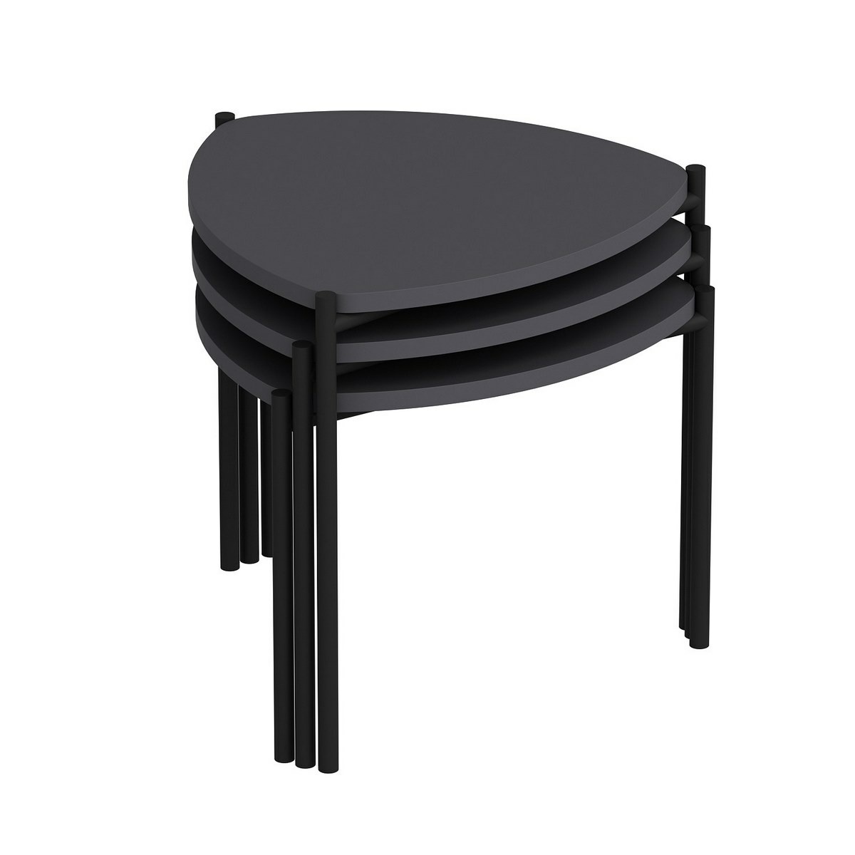 Súprava odkladacích stolíkov Lenny Anthracite, 3 ks