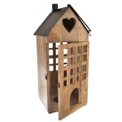 Felinar din lemn de mango InDecor negru, 28 x 28x 66 cm