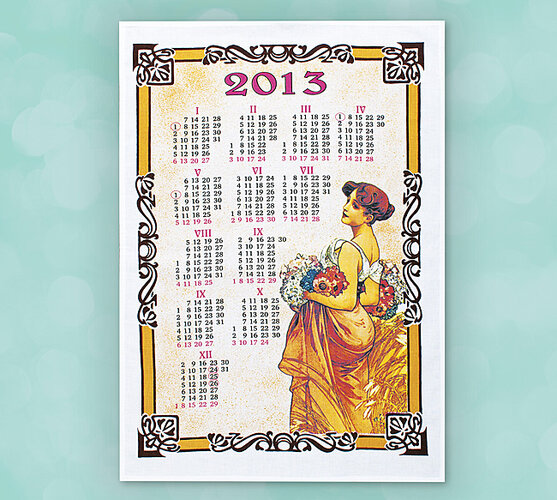 Textilní kalendář na rok 2013, Panna s kyticí