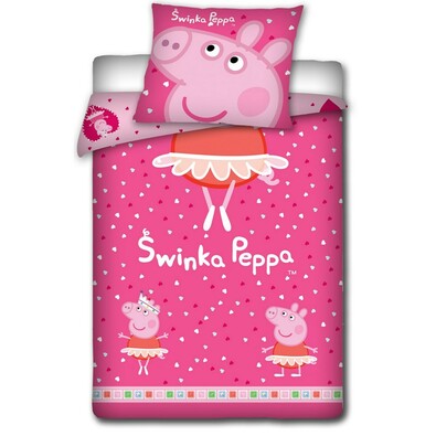 Detské bavlnené obliečky Peppa Pig - Pepina balet, 140 x 200 cm, 70 x 80 cm
