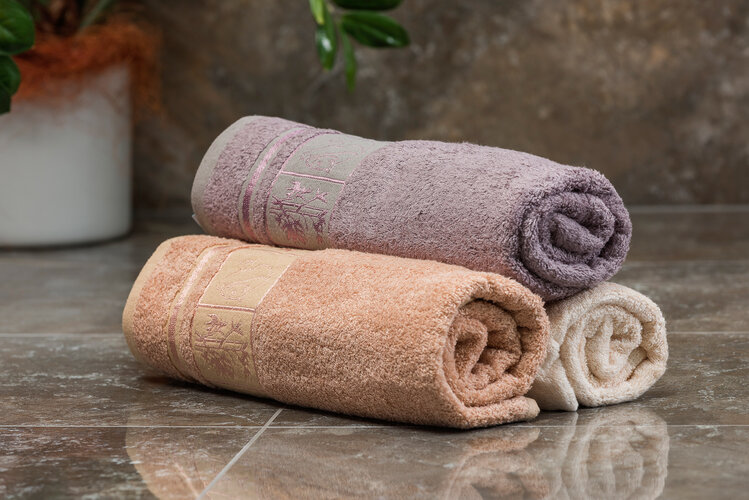 4Home komplet ręczników Bamboo Premium kremowy, 70 x 140 cm, 50 x 100 cm
