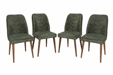 Zestaw krzeseł do jadalni Dallas Dark Green and Brown, 4 szt.
