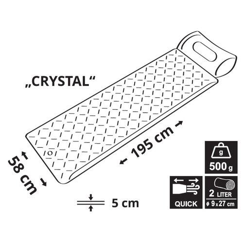 Cattara Надувний килимок CRYSTAL, сірий