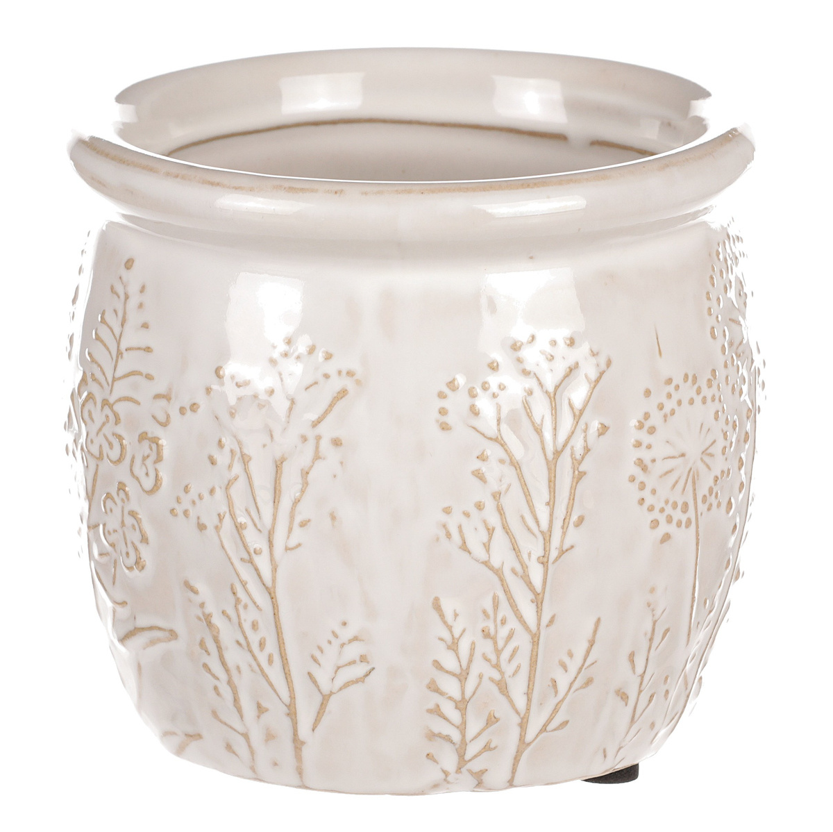 kerámia cserépfedő rét virágokkal, bézs, átmérő 11cm x 10 cm termék 2. képe